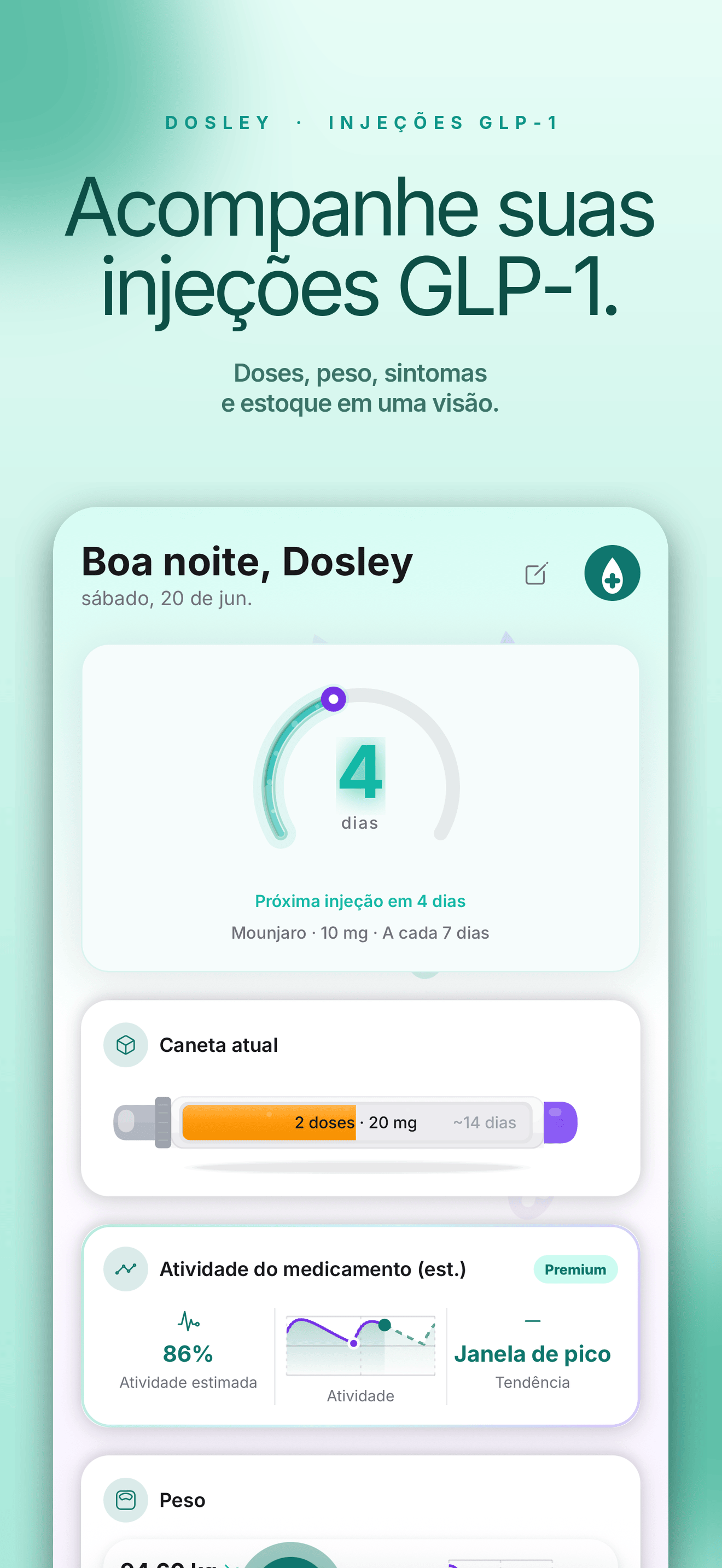 Painel inicial do Dosley