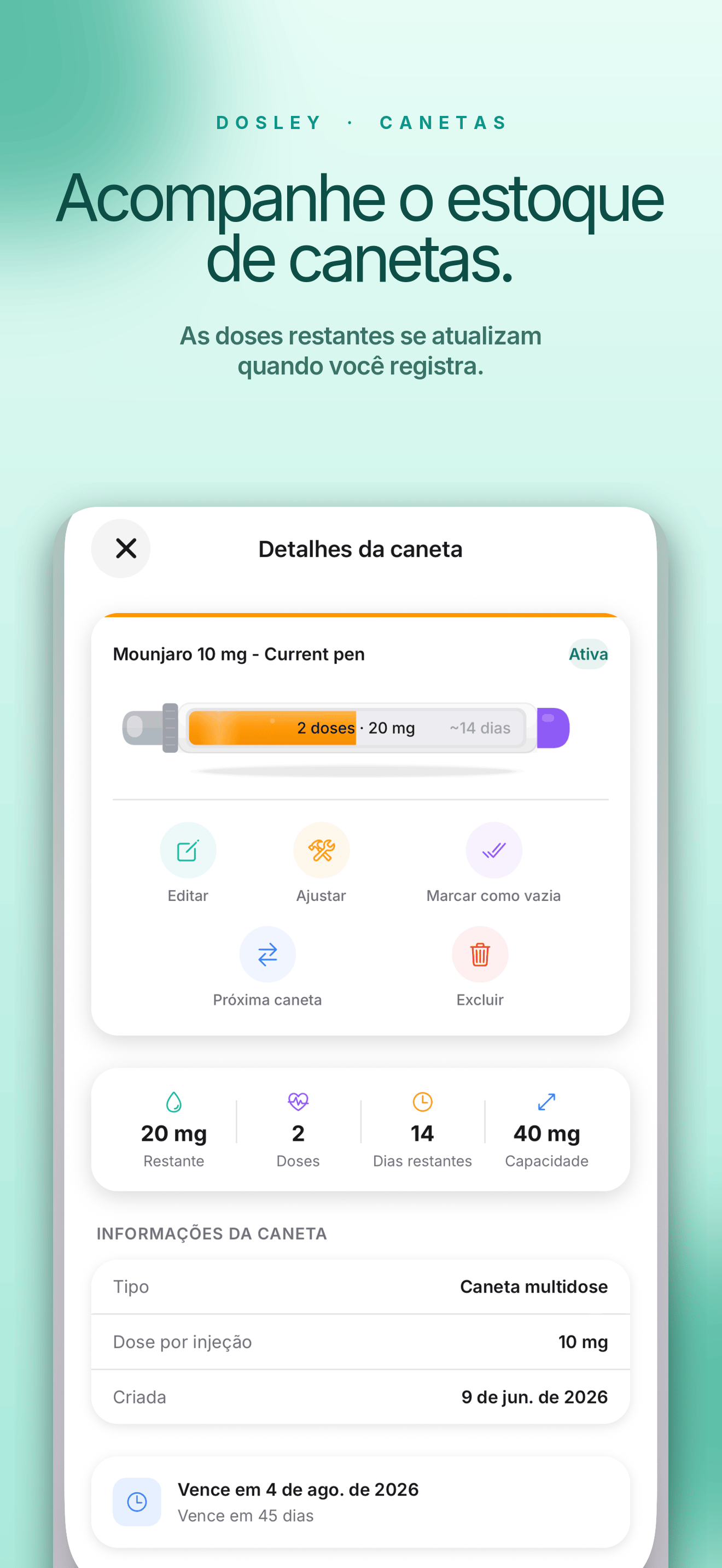 Detalhes da caneta