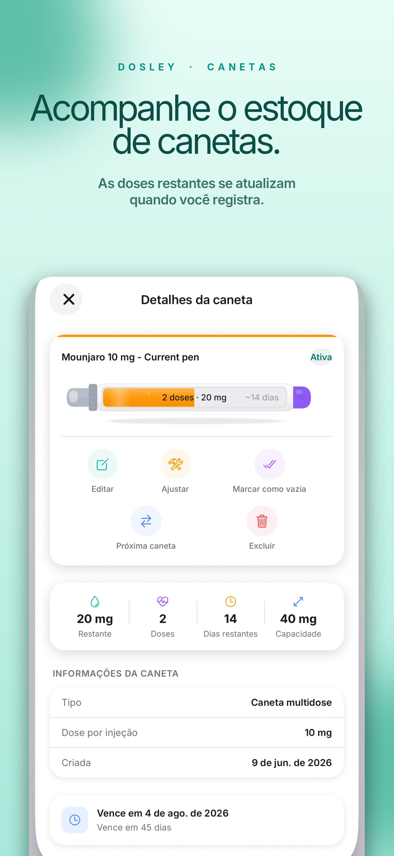 Detalhes da caneta
